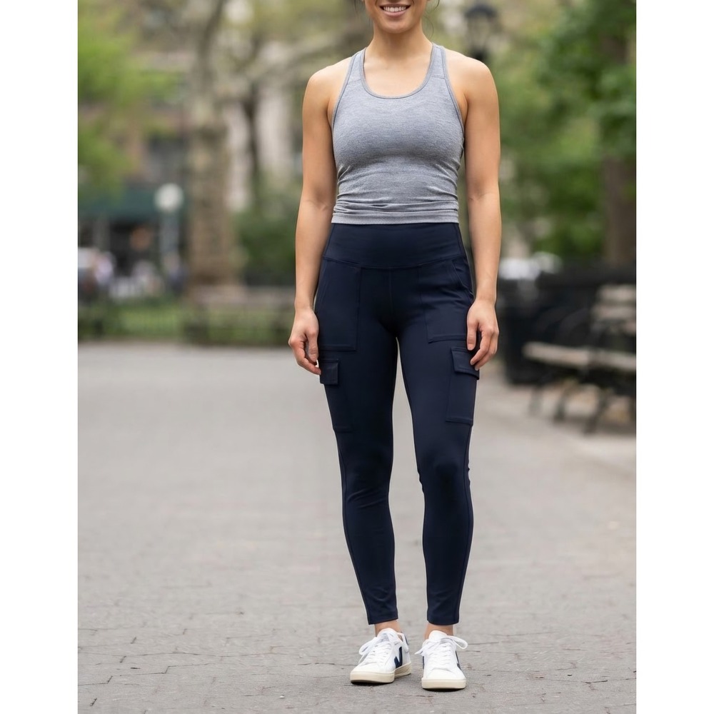 Old Navy Active PowerPress High-Rise Cargo Leggings Navy Blue Medium